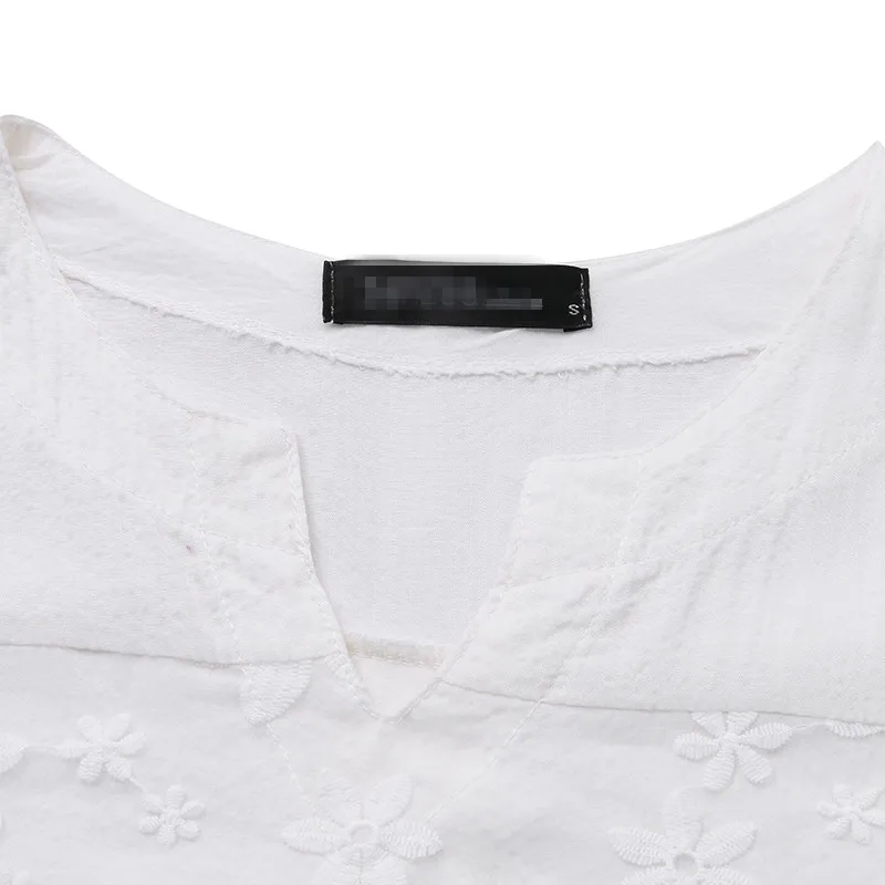 Женская кружевная блузка с длинным рукавом и цветочной вышивкой свободная