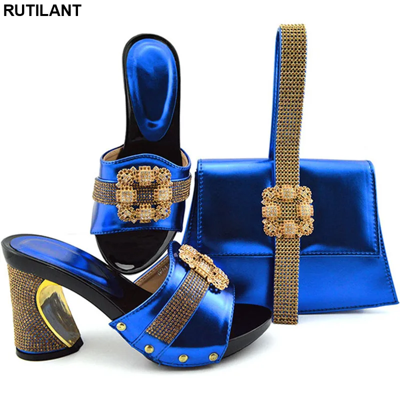 Latest Summer High Heeled Shoes for Women Italian Shoe and Bag Set Party In Nigerian Pumps with Purse | Обувь