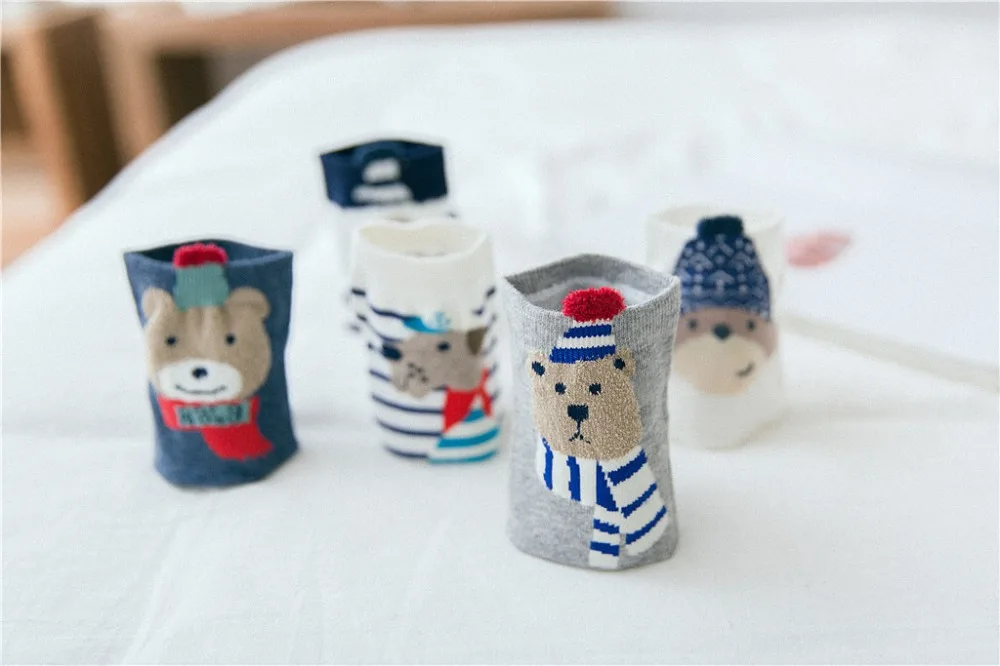 5 пар/уп. Хлопковые женские носки Короткие Носки с рисунком милые носки с ушками для девочек милые укороченные носки Kawaii