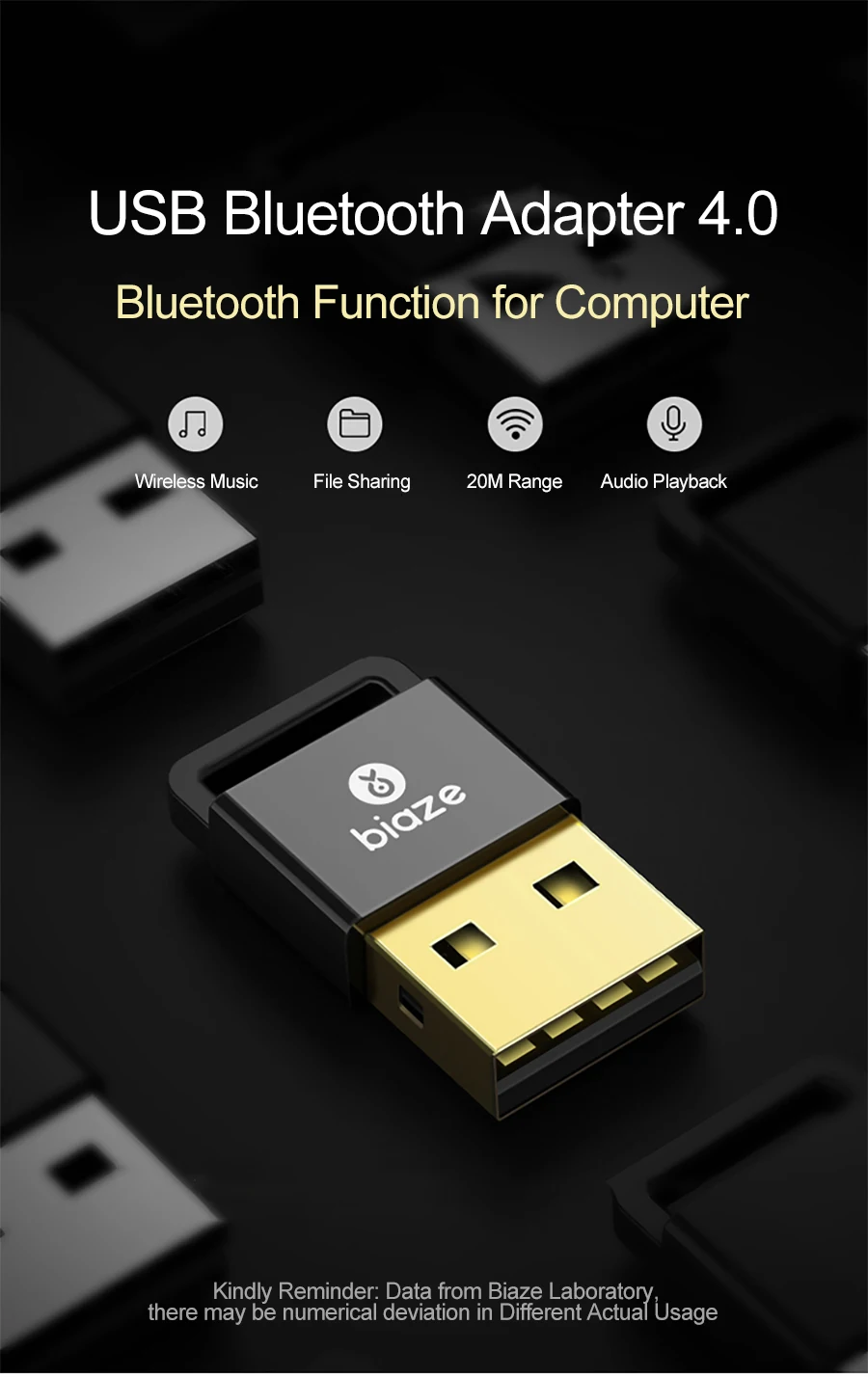 Беспроводные USB Bluetooth адаптеры Biaze 4,0 USB Bluetooth Донгл телефон музыкальный Bluetooth передатчик приемник для ПК ноутбук компьютер