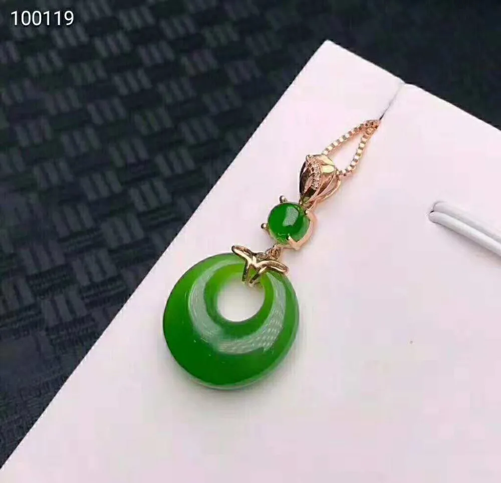 Золото 18 карат Нефритовый нефрит искусственная подвеска природный