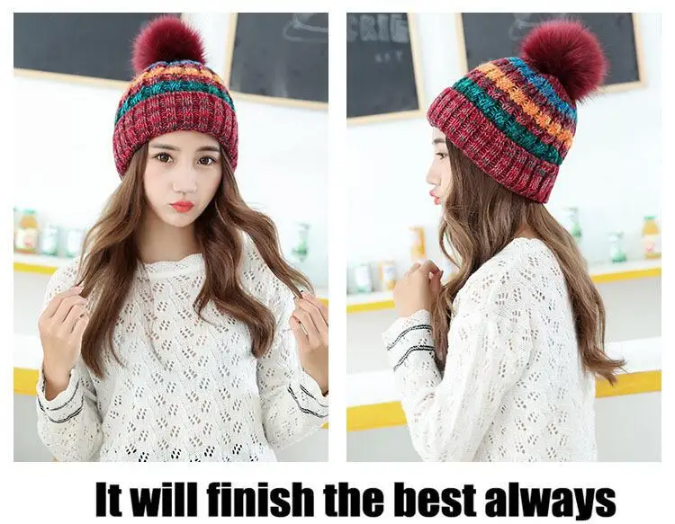 Beanies Женская Зимняя кепка толще плюс бархатная вязаная шапка высокого качества шапка женская шляпка теплая хижина Gorrs cap uchons