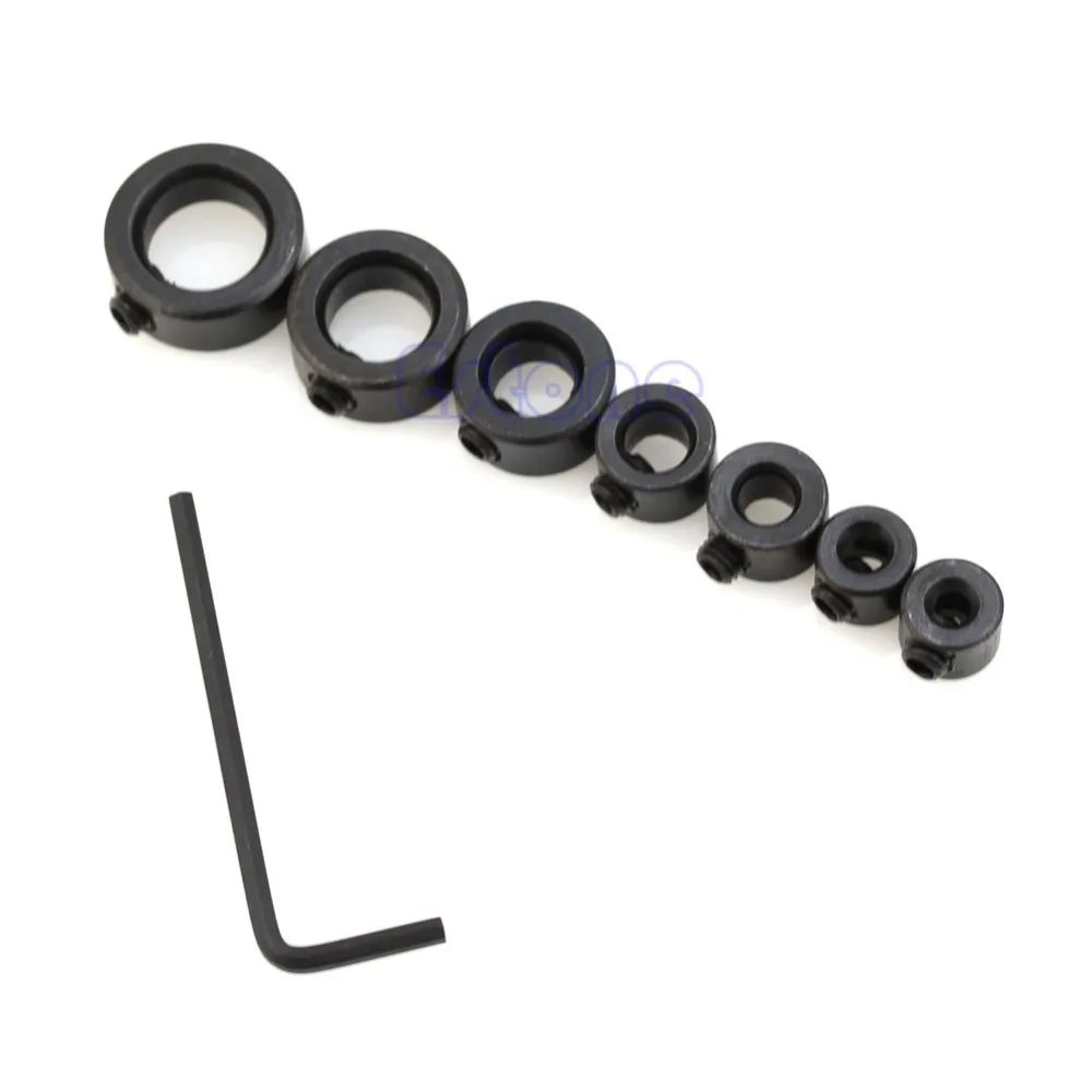 

Hot 7x Drill Depth Stop Collars & Hex Wrench For Drill Bits Consistent Drilling
