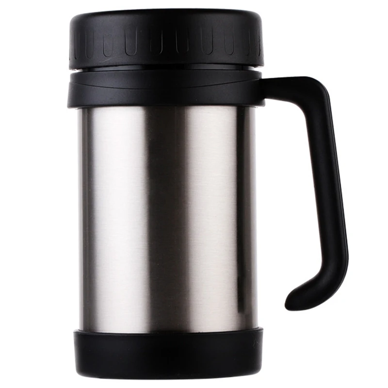SZS Горячая 500 мл/17 унций Термокружка из нержавеющей стали термосы с ручкой Термокружка офисные термосы для чая Изолированная чашка - Цвет: silver