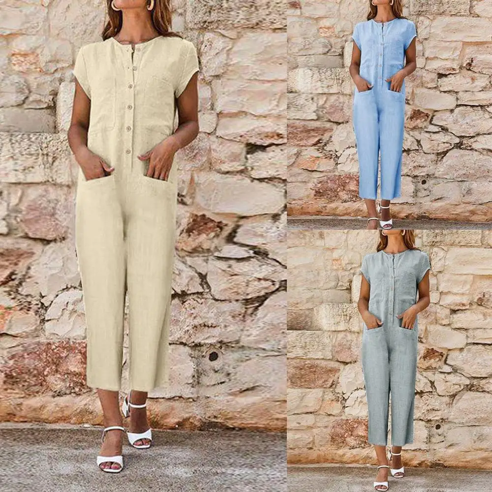 Женские комбинезоны с v-образным вырезом повседневные однотонные короткими