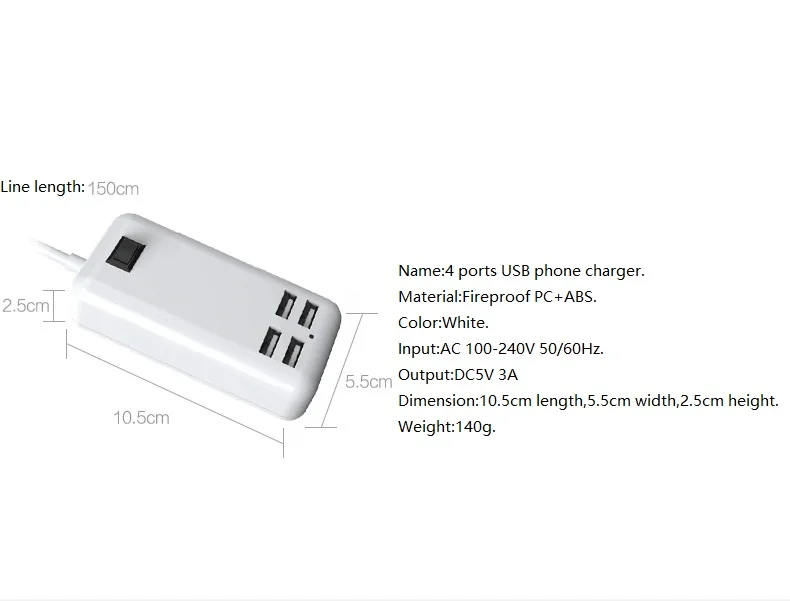 Аньго 10 шт./лот 4 порта телефон зарядное устройство 15 Вт 3A док USB совместимый для