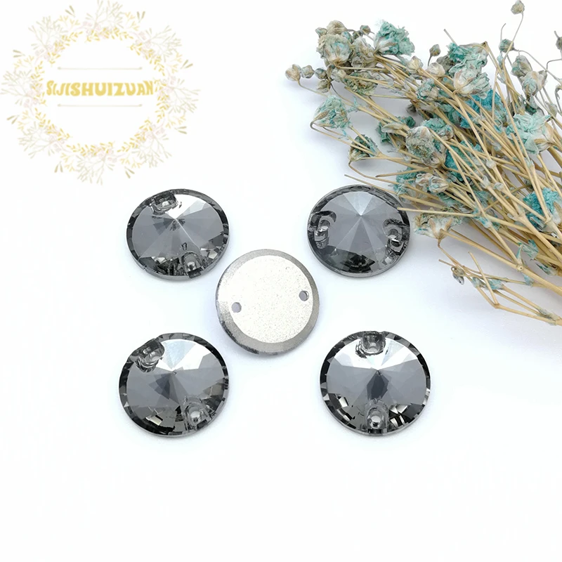 Высококачественные черные алмазные круглые стеклянные хрустальные плоские