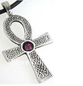 30 шт. разноцветное ожерелье с кулоном в виде креста|ankh cross|silver platedsilver cross |