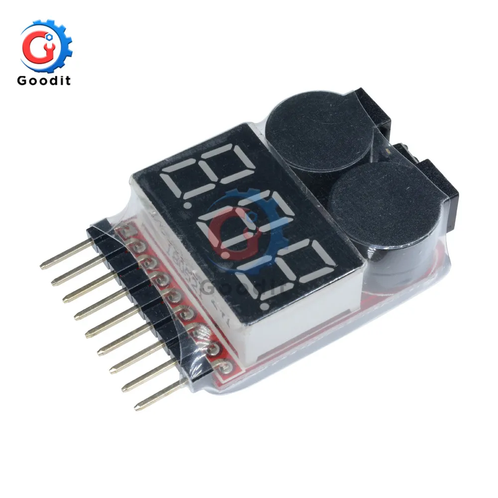 

2pc Low Buzzer Alarm Digital 2 IN1 1S-8S 1-8S Lipo/Li-ion/Fe RC Boat Battery Voltage Meter Monitor Tester for Helicopter Battery