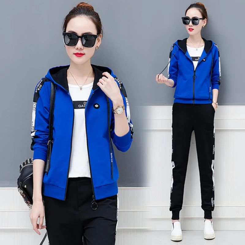 Спортивный костюм для женщин 2018 Весна Новая повседневная куртка с капюшоном +