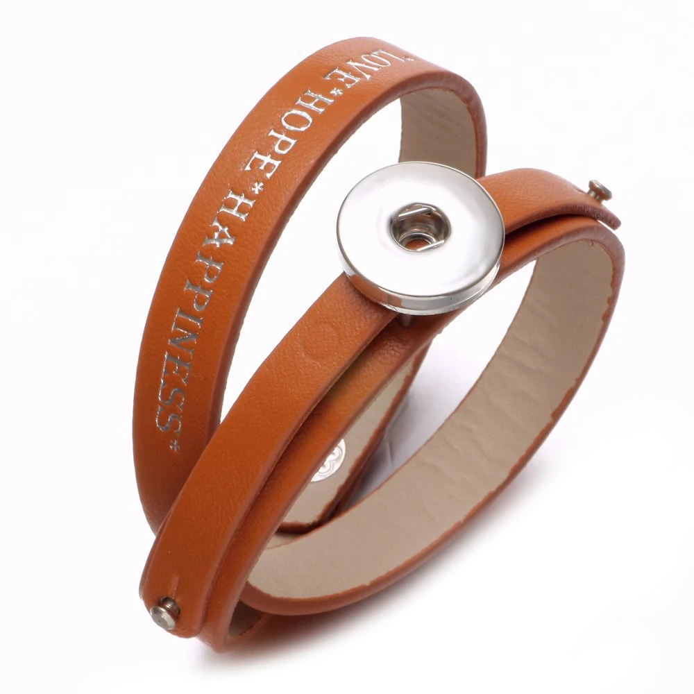 New Arrivals Sky Blue PU Leather DIY Lucky Armband Snap Bracelet 18mm Button Jewelry For SZ0479k | Украшения и аксессуары