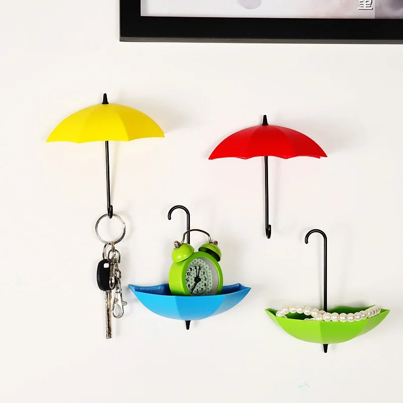 6pcs/set Creative Colorful Key Hanger Rack Bathroom Seamless Wall Decorative Umbrella Shaped Accessories Holder Tools |
