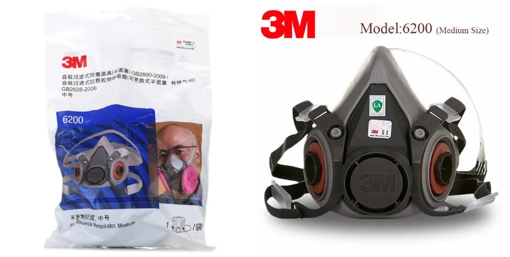 3M 6200, противогаз для лица, респиратор 5N11, анти-частицы, фильтры, распылитель, покраска, защитная, безопасная, рабочая, промышленная, Пылезащитная маска