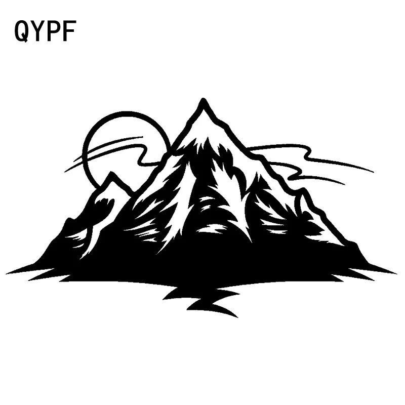 

QYPF 19,7 см * 11,2 см солнце поднимается вверх по гору деликатная виниловая наклейка для автомобиля необычная наклейка на окно, переводная наклей...