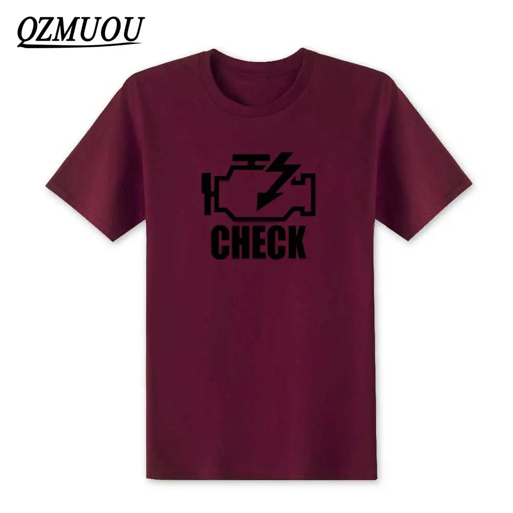 Maroon2 Модная футболка с контрольным двигателем, светильник, Мужская футболка, новая летняя хлопковая футболка с коротким рукавом и круглым вырезом, футболка для ремонта автомобиля, XS-XXL - Цвет: Maroon2