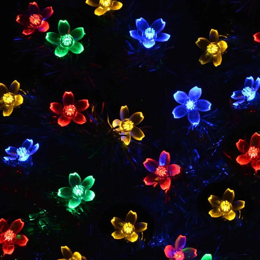Солнечная сказочная гирлянда для праздников 21ft 50 LED многоцветный сад