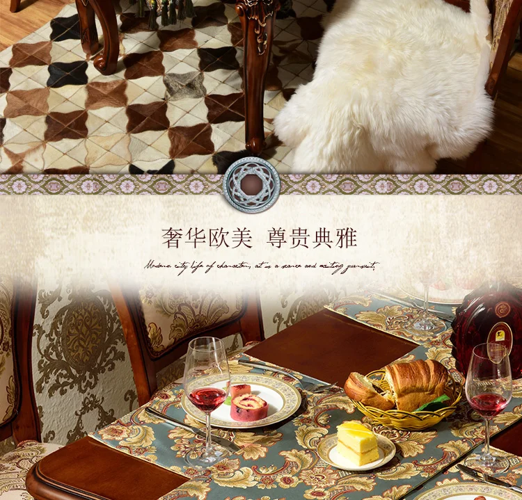 Luxury Blue Silk Jacquard Table Runner Placemat High Quality Jacquard Tablecloth Table Flag Table Kitchen High-grade Supplies S