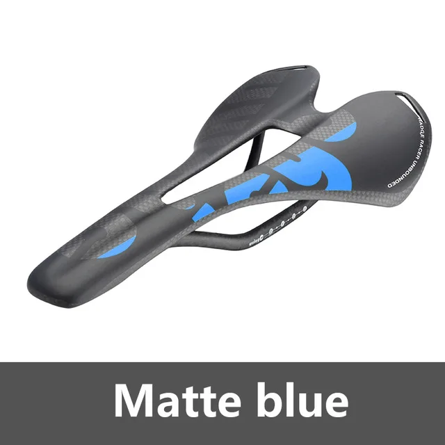 Blue Black Matte Велосипедное седло 3K из углеродного волокна, Велосипедное Сиденье, дорожный MTB велосипед углерод, седло, матовое глянцевое красочная подушка, подушка - Цвет: Blue Black Matte