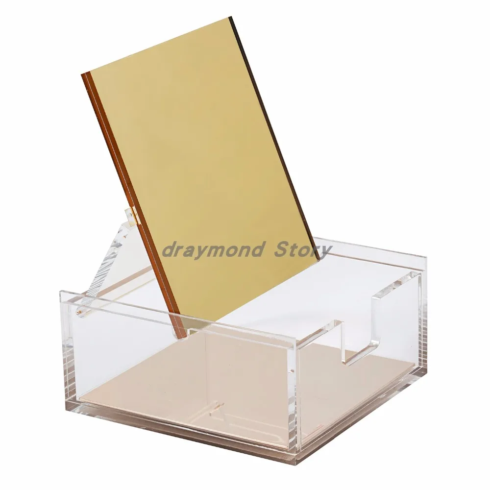 

gold acrylic Gold Mirror box and scissors stationery student office supplies