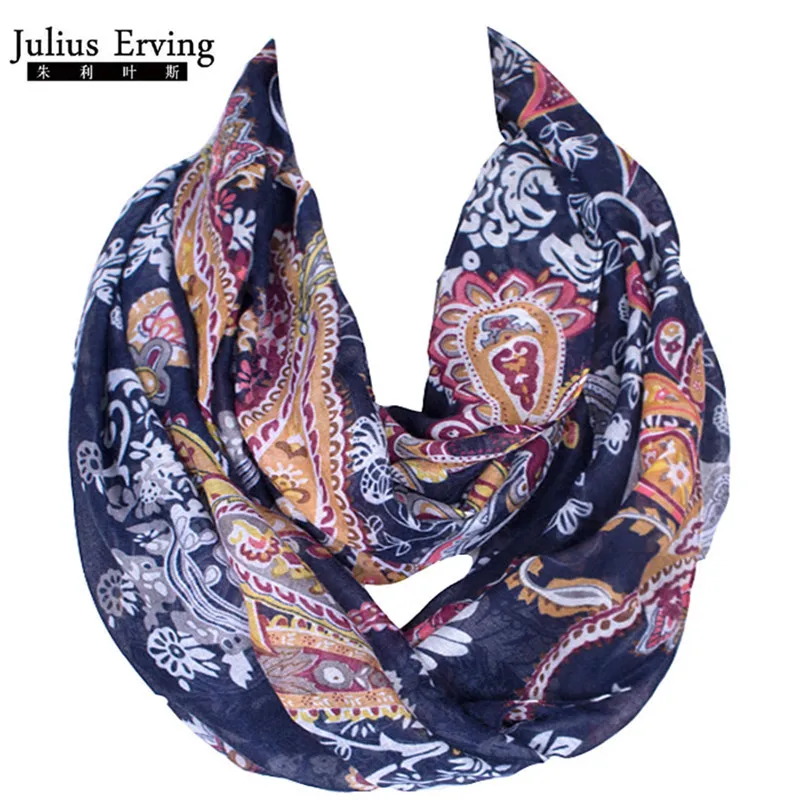 2017 Горячая продажа Пейсли Бесконечность шарф женские шарфы темно-синий кешью