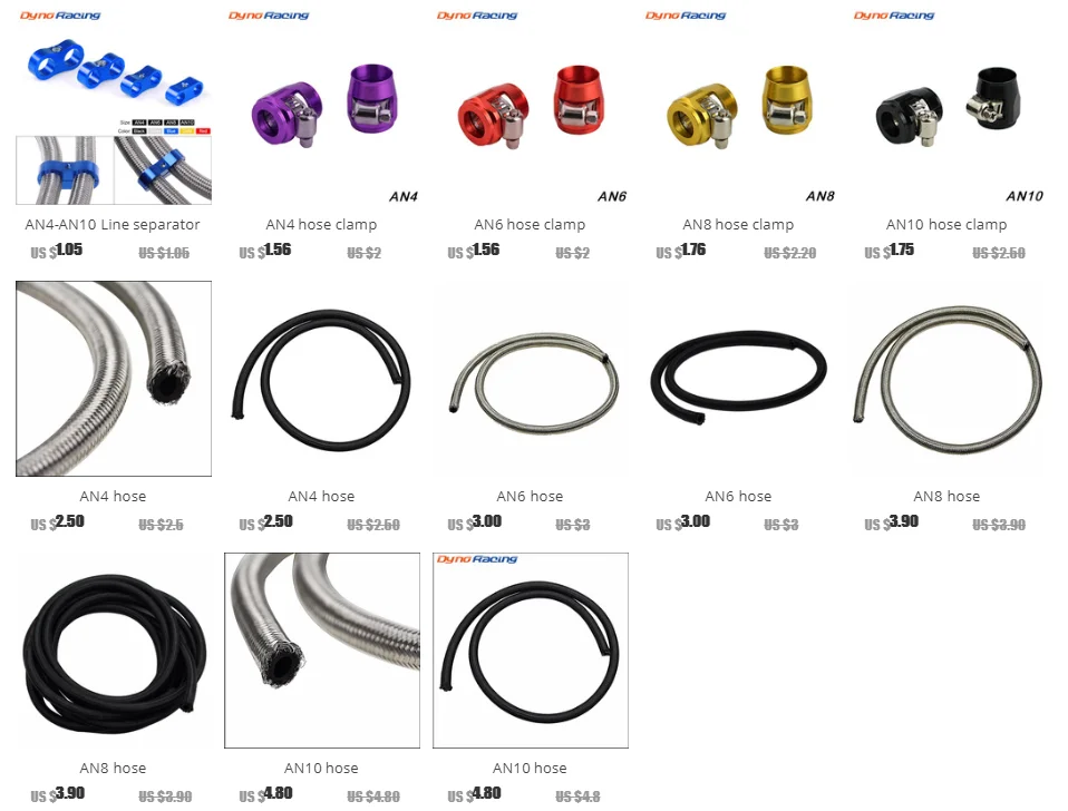 AN4 AN6 AN8 AN10 Braided Rubber Hose Line Clamp Aluminum Anodized Line Separator Separator Divider Clamp Kit Black Blue