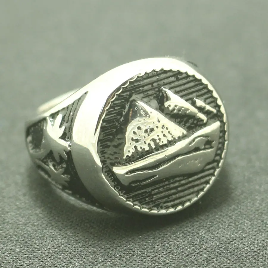 316L Stainless Steel Simple Sailboat Coconut Tree Round Ring Free Shipping | Украшения и аксессуары