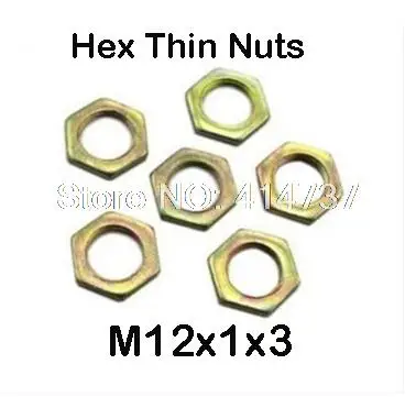 

50Pcs/Lot m12*1 steel with zinc fine thread hex thin nut thickness 3mm