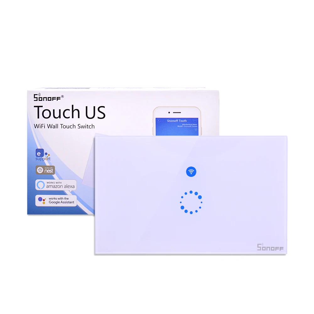 Интеллектуальный выключатель света Sonoff сенсорный US/EU штекер настенный Wifi