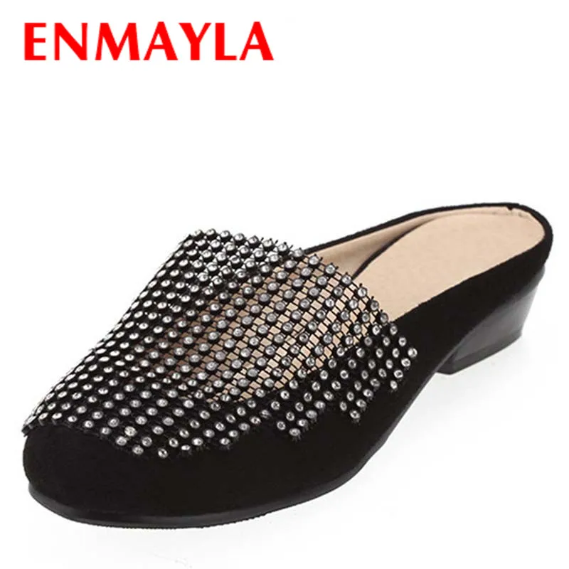 ENMAYLA/Летняя женская пляжная обувь Туфли без задника на плоской подошве с вырезами