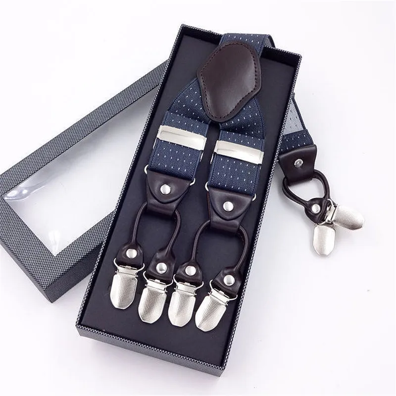

European and American fashion: 3.5*115cm six-clip printed men's gift box with suspenders FY1801609