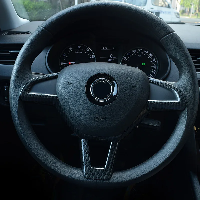 ABS серебро/углеродное волокно руль украшенный рамка молдинги Крышка для Skoda Octavia