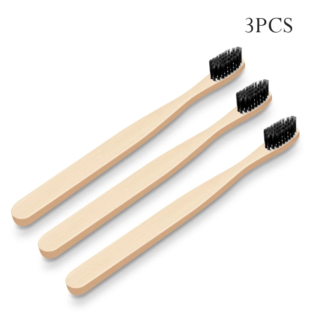 3Pcs Black Pooypoot дорожная бамбуковая зубная щетка мягкая зубная щетка со щетиной для отбеливания зубов портативная зубная щетка экологически чистые товары для ухода за полостью рта - Цвет: 3Pcs Black