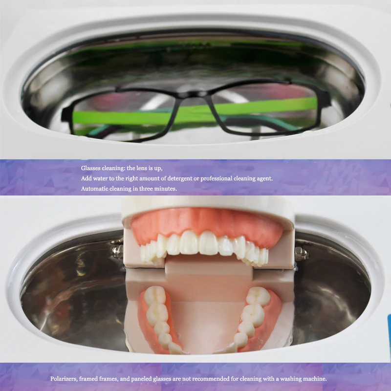 Home Ultrasonic Cleaner for Glasses Watch Necklace Earrings Bracelets Dentures Circuit Board Sonic Machine 400ML | Бытовая техника