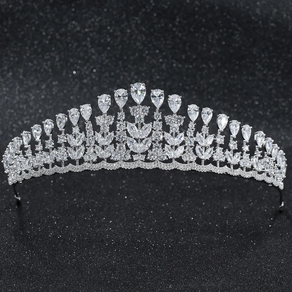 2019 New Crystals CZ Cubic Zirconia Wedding Bridal Wheat Tiara Diadem Crown Women Prom Hair Jewelry Accessories CH10255