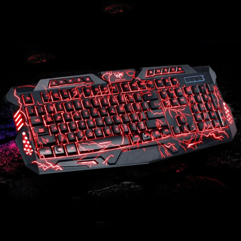 STORM рождения Подсветка клавиатура светодиодный 3-Цвет USB Проводная клавиатура с эффектом разрыва и трещин; Цвет Фул дыхание Водонепроницаемый компьютер трещины игровая клавиатура