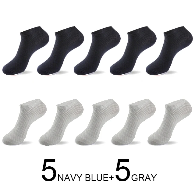 5NAVY BLUE5GRAY MWZHH,, распродажа, весна-лето, дезодорирующие Мужские бамбуковые носки, 10 пар, Harajuku, брендовые счастливые мужские носки, Calcetines Hombre - Цвет: 5NAVY BLUE5GRAY
