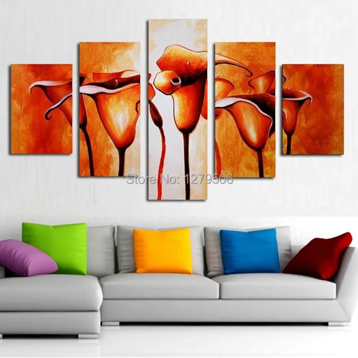 

Handmade Oil Painting On Canvas Wall Art Home Decor For Living Room As Unique Gift 5 Pieces/set Flower Picture Decor