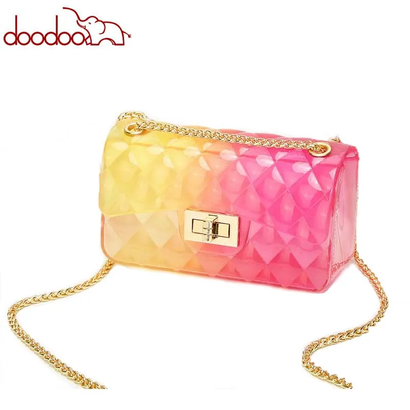 New Gradient Color PVC Matte Jelly Chain Bag For Women Crossbody Bags Transparent Waterproof Beach Sling Mini Small bag | Багаж и сумки