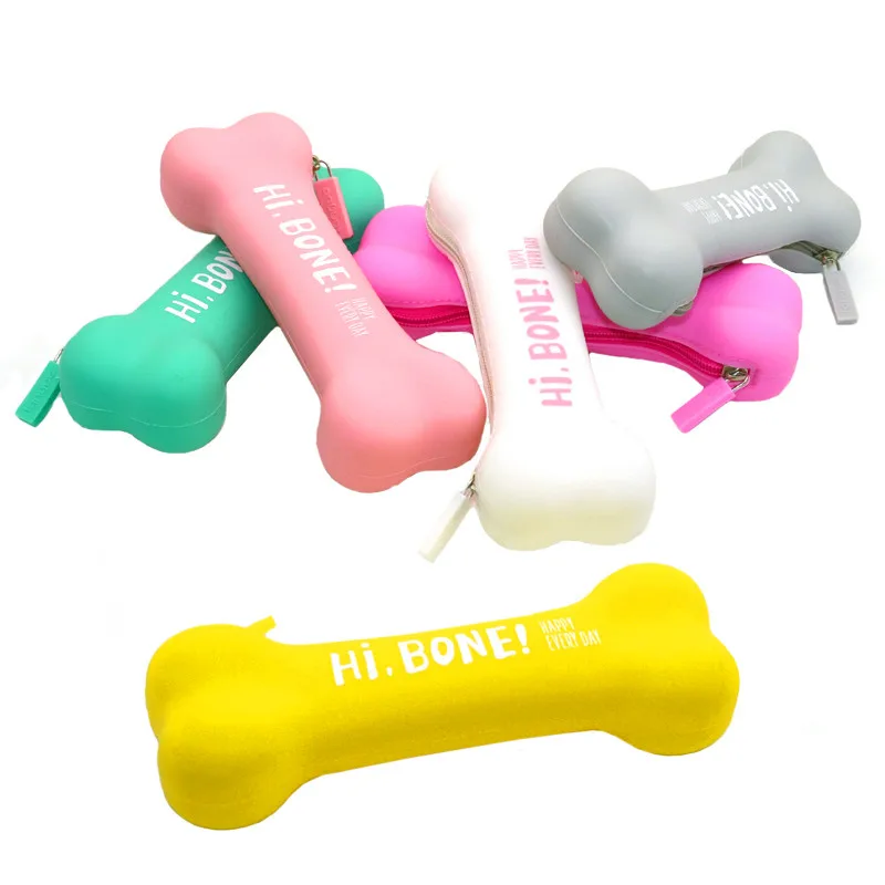10 Pcs Creative Office School Stationery Candy Colors Bone Silica Gel Pencil Cases Available Multifunctional Pen Bag