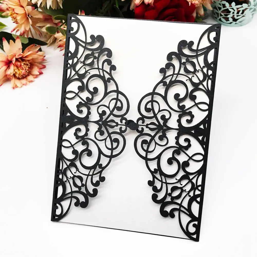 

40Pcs/Lot Elegant Wedding Invitations Laser Cut Wedding Card Lace Sweet Birthday Party Invitations