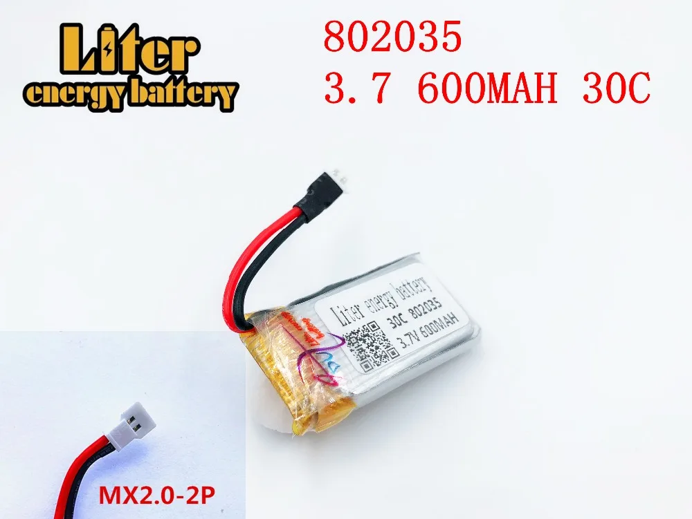 3 7 V 600mAH 802035 30C литий полимерный аккумулятор li po RC для неуправляемого летательного