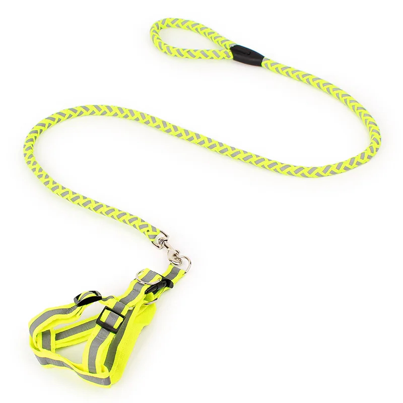 Светоотражающая шлейка и поводок для собак в нейлоновой оплетке|reflective dog harness|dog