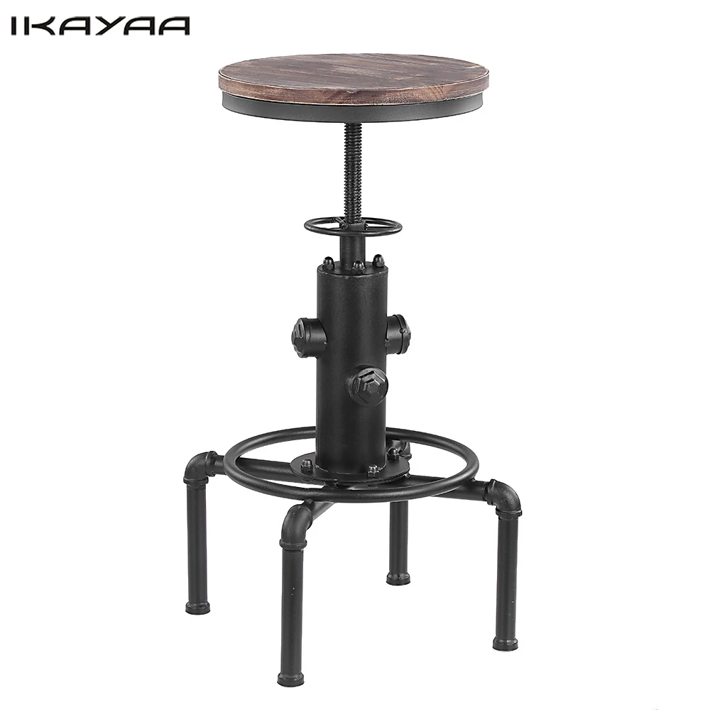 Металлический индустриальный барный стул iKayaa с регулируемой высотой поворотный