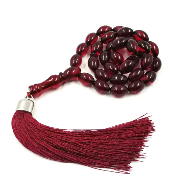 Tasbih Mastkhan красный хлопок кисточкой молитва бусины 9*13 мм четки Misbaha браслеты