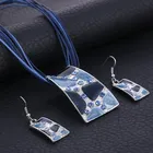 Классические Геометрические Квадратные Ювелирные наборы драгоценных камней для женщин, винтажные праздвечерние Висячие серьги и ожерелье с подвеской для подарка