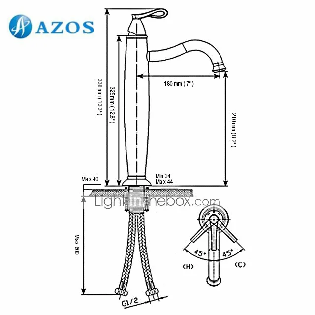 AZOS Bathroom Basin Tap Brass Golden Color Single Hole Deck Mount Hot Cold Mixer Toilet Sink Faucet Furniture MPDKZ163 | Обустройство
