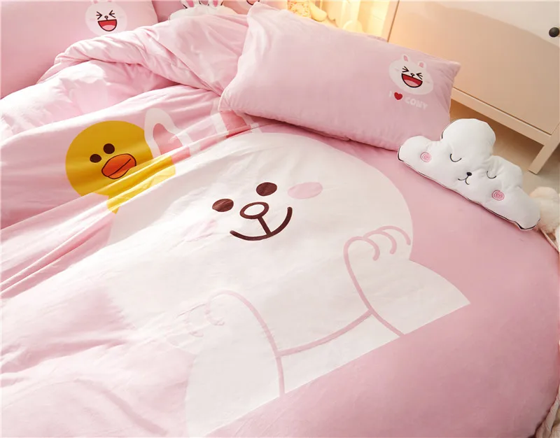 Роскошный комплект постельного белья из флисовой ткани с мультяшным кроликом
