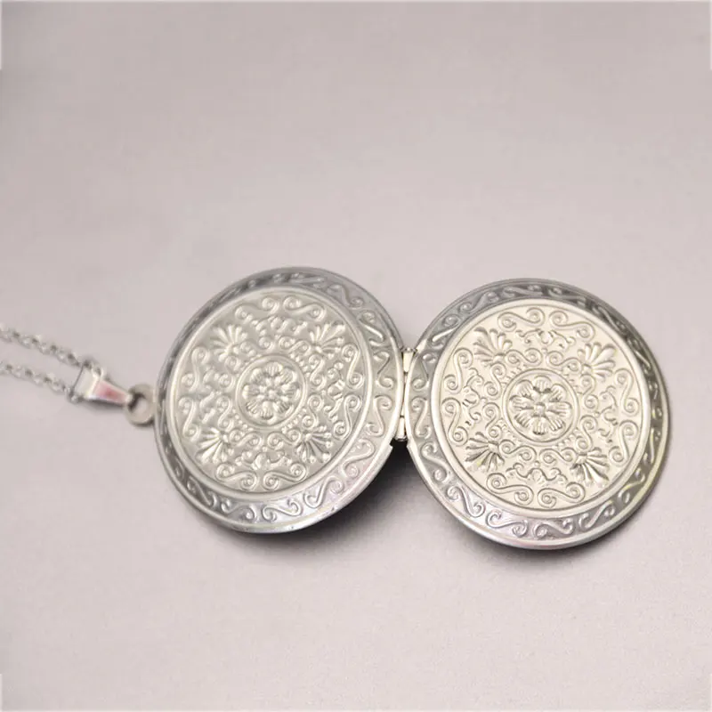 1pc Big Round Daisy Photo Frame Pendant Necklace Stainless Steel Charms Locket Necklaces Women Men Memorial Jewelry | Украшения и