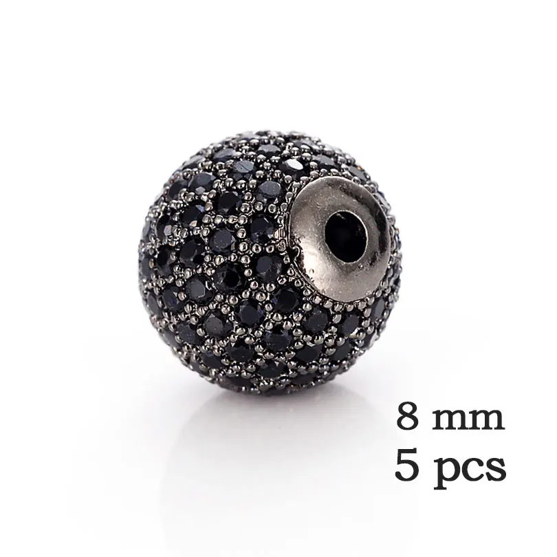Black-Black-8mm Neovivi, 5 шт./партия, медная Корона, бусины, Череп, леопард, распорка для шлема, CZ, микро проложенный кубический цирконий, разъем для изготовления ювелирных изделий - Цвет: Black-Black-8mm