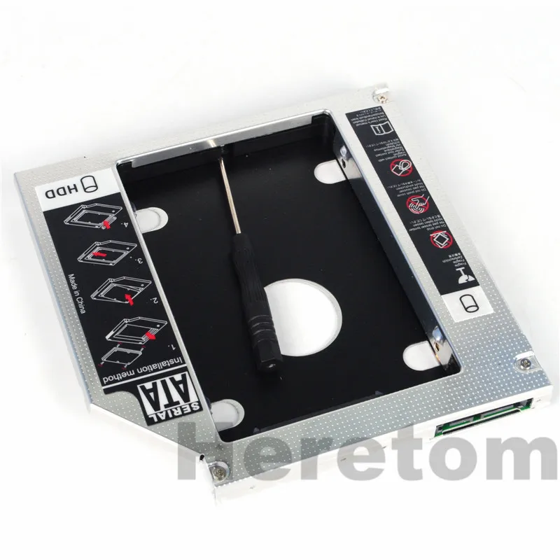 Универсальный алюминиевый корпус Heretom SATA-SATA 12 7 мм 2-й жесткий диск SSD Optibay Caddy для